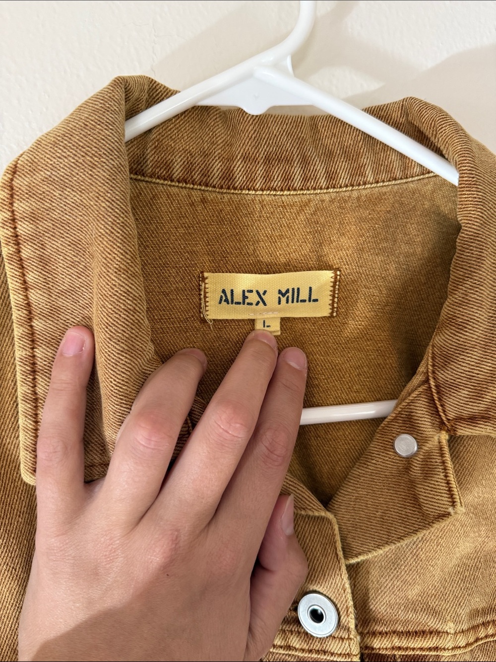 Alex Mill Trucker Jacket Large Caramel Brown Cropped Denim Jacket - Picture 2 of 3